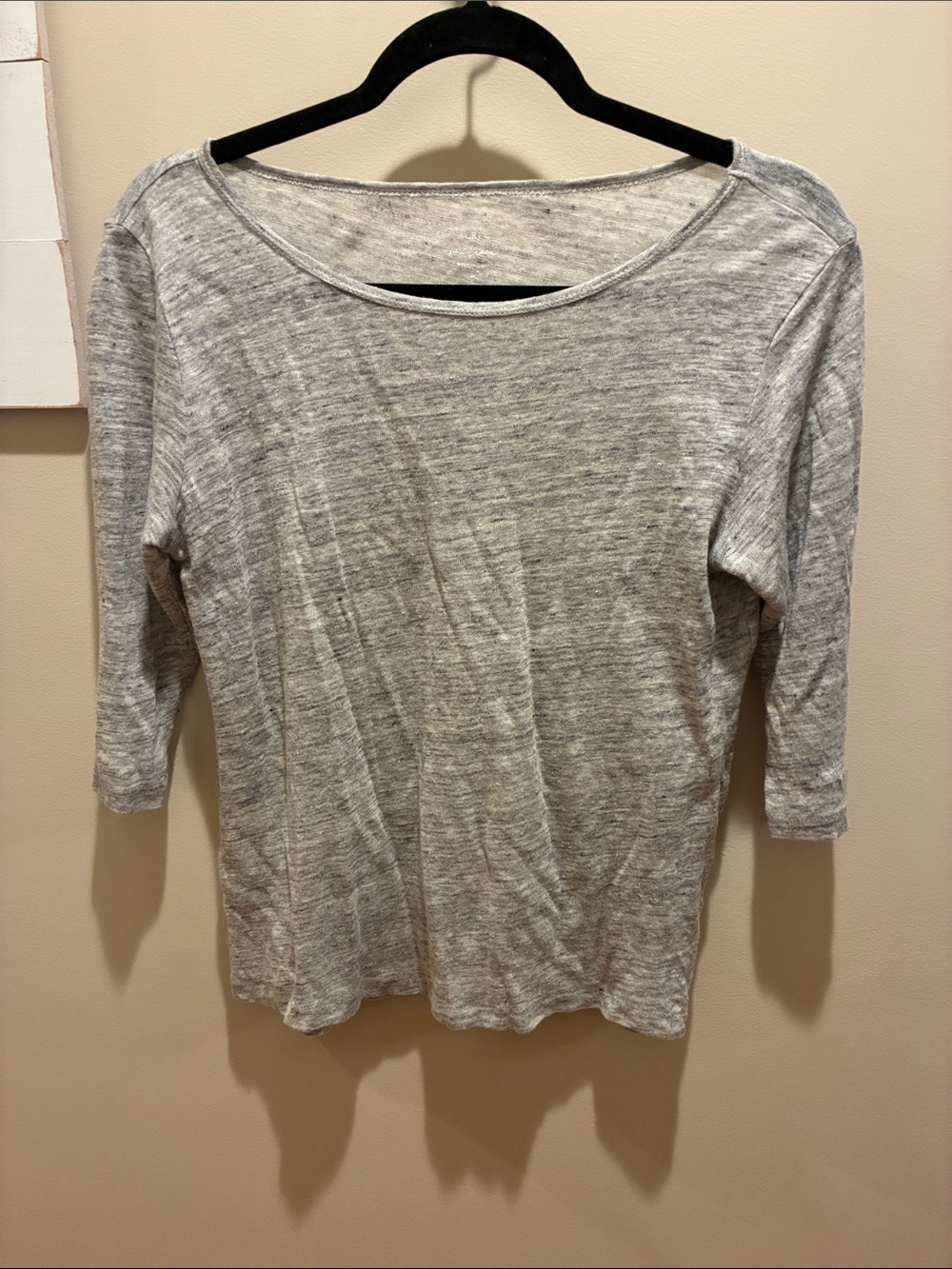 J. Crew Heather Gray Boatneck 3/4 Sleeve Top